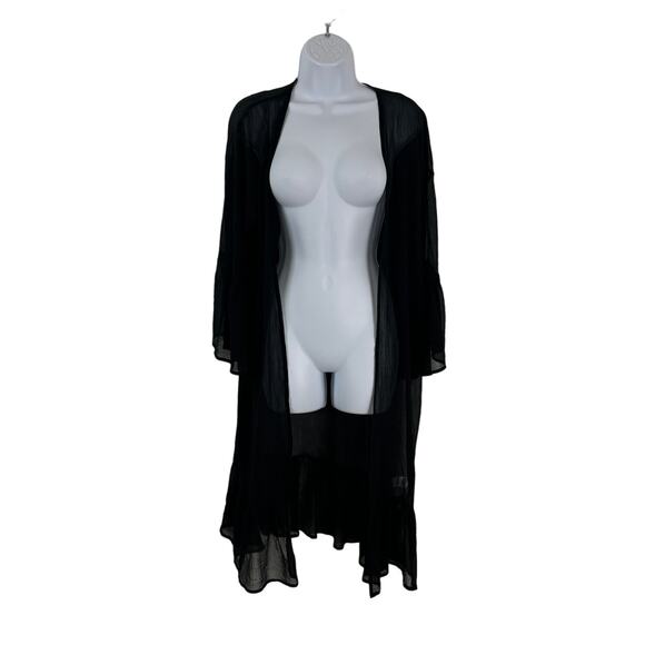 Free Press Swim Coverup Black Silky Sheer Open Front Photoshoot One Size - Picture 1 of 8